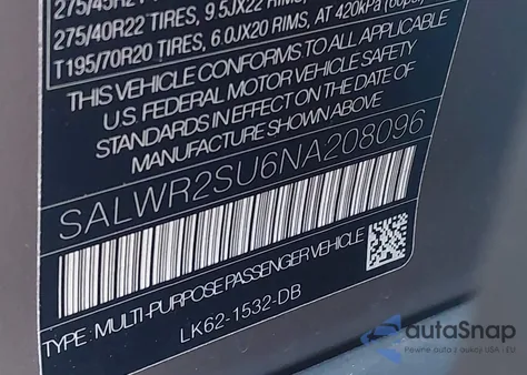 2022 Land Rover Range Rover Sport Hse Silver Edition Mhev z USA, uszkodzony, nr VIN SALWR2SU6NA208096